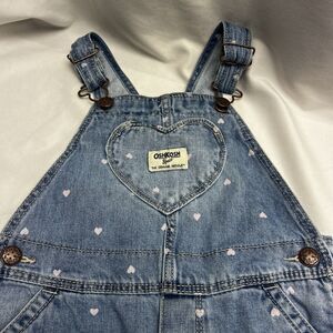 Osh Kosh B’gosh Overalls Toddler 4T With Pink Hearts Print Heart Pocket